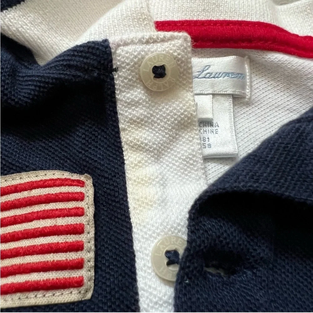 RALPH LAUREN Baby Polo Bodysuit American Flag Color Blocked Size 6 months
